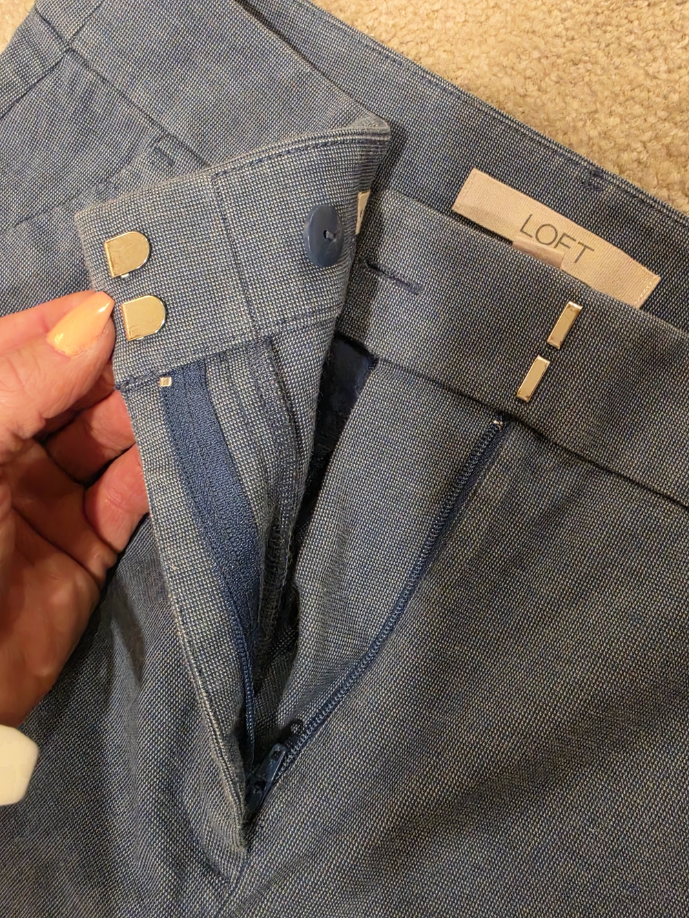 LOFT Blue Women's Trousers* The Perfect Straight - Tailored Waistband